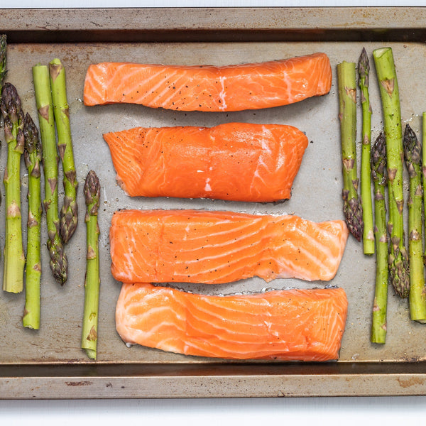 Sheet Pan Salmon with Pesto and Veggies