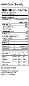 One Hundred Percent Cacao by Ritual Chocolate, 60g bar