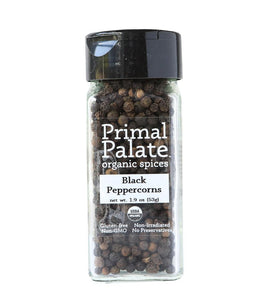 Organic Black Peppercorns by Primal Palate Organic Spices, 1.9 oz jar